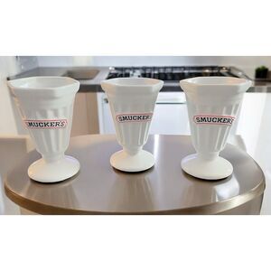 Smucker’s Vintage White Milk  Footed Ice Cream Desert Pedestal Cup/Goblets - Set